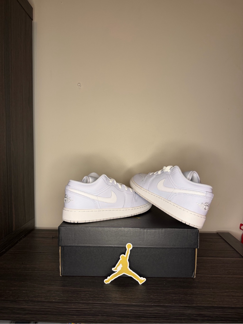 Nike Air Jordan 1 Low White Leather Sneakers